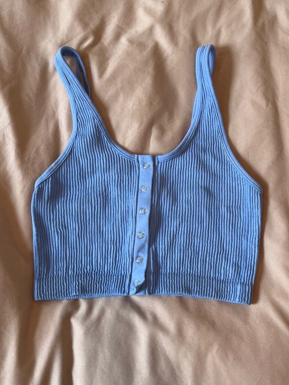 Aerie light blue crop top/ bra top with button closure